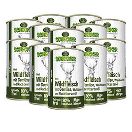 Schecker Hundemenü Wildfleisch mit Gemüse und Waldbeeren getreidefrei hypoallergen glutenfrei 12 x 410 g - 12 x 410 g – Bild 1 von 3