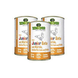 Produktbild von Schecker Hundennassfutter Junior Ente mit hohem Fleischanteil weizenfrei 3 x 410 g - 3 x 410 g