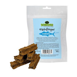 Schecker Hundesnack Fischfinger Makrele 100 g getreidefrei Monoprotein Trockenfleisch für alle Altersstufen - 100 g – Bild 1 von 3