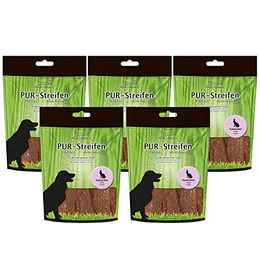 Schecker Hundesnack Kaninchen PUR Kaustreifen Monoprotein 5 x 100g - 5 x 100 g – Bild 1 von 3