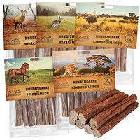 Produktbild von Schecker Hundesnack Kausnack Zigarren Monoprotein ohne Zusätze 5 x 170 g Sortenmix Hirsch Hase Pferd Strauß Känguru - 5 x 170 g
