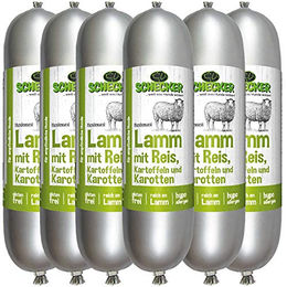Schecker Hundewurst Lamm mit Reis, Kartoffeln und Karotten Glutenfrei Nassfutter 6 x 400g - 6 x 400 g – Bild 1 von 4