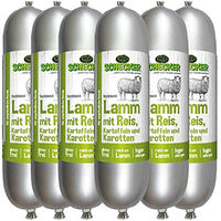 Produktbild von Schecker Hundewurst Lamm mit Reis, Kartoffeln und Karotten Glutenfrei Nassfutter 6 x 400g - 6 x 400 g