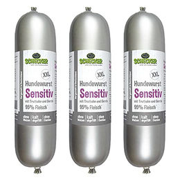 Schecker Hundewurst XXL Sensitiv Nassfutter für Hunde Getreidefrei mit hohem Fleischanteil 3 x 800g - 3 x 800 g – Bild 1 von 2