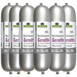 Schecker Hundewurst XXL Sensitiv Nassfutter für Hunde getreidefrei mit hohem Fleischanteil 6 x 800g - 6 x 800 g – Bild 1 von 2