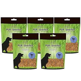 Schecker Kausnack Ente Streifen 5 x 100g getreidefrei monoprotein hypoallergen für Hunde aller Altersstufen - 5 x 100 g – Bild 1 von 3