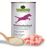 Produktbild von Schecker Nierenschonkost Nassfutter für Hunde mit niedrigem Protein- und Natriumgehalt glutenfrei 12x410g - 12 x 410 g