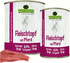 Schecker Pferdenassfutter für Adult mit Pferdestückchen in Sauce, getreidefrei und glutenfrei, 410g Dose - 410 g – Bild 1 von 3