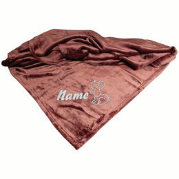 Schecker Premium Hundedecke aus Mikrofaser mit Bestickung und individuellem Namen in Beere – Bild 1 von 2