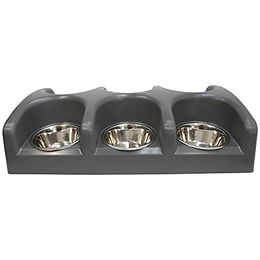 Schecker Weanafeeda Welpenbar mit 6 Edelstahl Futternäpfen à 0,75 l in Schwarz Silber Grau - 6 x 0,75 l – Bild 1 von 6