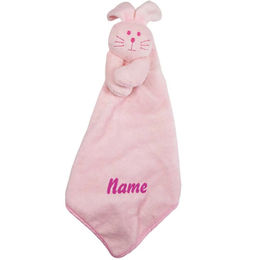 Produktbild von Schecker Welpen Schmusetuch Hase Plüsch Rosa mit personalisierbarer Bestickung - 28 cm