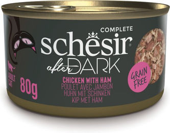 Produktbild von Schesir After Dark Katzen Nassfutter Huhn mit Schinken Stückchen in Sauce getreidefrei 12 x 80 g - 12 x 80 g