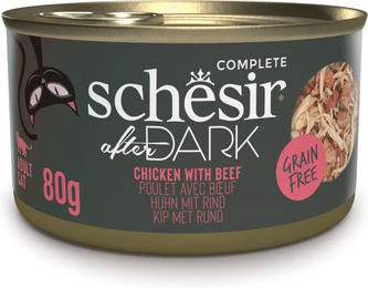 Produktbild von Schesir After Dark Katzen Nassfutter Huhn und Rind Filets in Sauce getreidefrei 12 x 80 g - 12 x 80 g