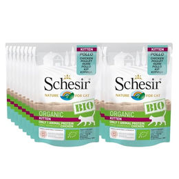 Schesir Bio Kitten Nassnahrung Huhn Monoprotein Paté 16 x 85 g Beutel – Bild 1 von 3