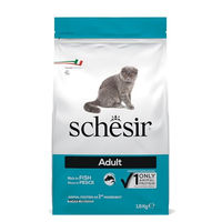 Produktbild von Schesir Cat Adult Maintenance Fisch Trockenfutter für erwachsene Katzen, hypoallergen und monoprotein, 1,5 kg - 3 x 1,5 kg