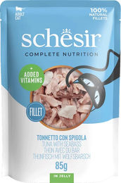 Schesir Cat Complete Katzenfutter Adult Thunfisch mit Wolfsbarsch in Gelee 12x85g ohne Farb- und Aromastoffe - 20 x 85 g – Bild 1 von 3