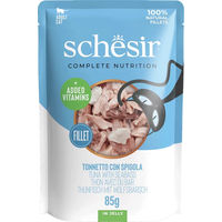 Produktbild von Schesir Cat Complete Katzenfutter Adult Thunfisch mit Wolfsbarsch in Gelee 12x85g ohne Farb- und Aromastoffe - 20 x 85 g
