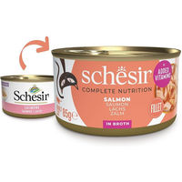 Produktbild von Schesir Cat Complete Katzenfutter Lachs in Brühe Stückchen in Sauce 12x85 g