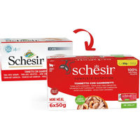 Produktbild von Schesir Cat Complete Katzenfutter Thunfisch mit Garnelen in Gelee 6 x 50 g - 6 x 50 g