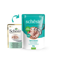 Produktbild von Schesir Cat Complete Katzenfutter Thunfisch mit Goldbrasse in Gelee 12x85 g ohne Farb- und Aromastoffe