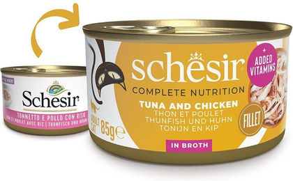 Schesir Cat Complete Katzenfutter Thunfisch mit Huhn in Sauce 12x85 g – Bild 1 von 2