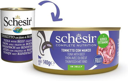 Schesir Cat Complete Katzenfutter Thunfisch mit Rind in Gelee 8x140 g – Bild 1 von 3