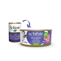 Produktbild von Schesir Cat Complete Katzenfutter Thunfisch mit Rind in Jelly 8x140 g