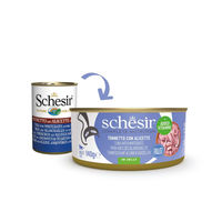 Produktbild von Schesir Cat Complete Katzenfutter Thunfisch mit Sardellen in Gelee 8x140 g ohne Farb- und Aromastoffe sowie Konservierungsstoffe