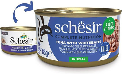 Produktbild von Schesir Cat Complete Katzenfutter Thunfisch mit Sardellen in Jelly 12x85 g