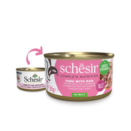 Schesir Cat Complete Katzenfutter Thunfisch mit Schinken in Gelee 12x85 g – Bild 1 von 2