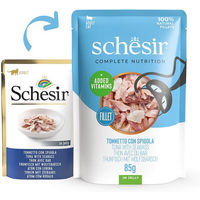Produktbild von Schesir Cat Complete Katzenfutter Thunfisch mit Wolfsbarsch in Gelee 12x85 g