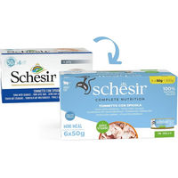Produktbild von Schesir Cat Complete Katzenfutter Thunfisch mit Wolfsbarsch in Gelee 6x50 g - 6 x 50 g