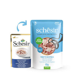 Schesir Cat Complete Katzenfutter Thunfisch mit Wolfsbarsch in Jelly 12x85 g – Bild 1 von 2