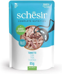 Schesir Cat Complete Katzenfutter Thunfisch Stückchen in Gelee Adult 12x85 g ohne Konservierungsstoffe und Aromastoffe - 85 g – Bild 1 von 3