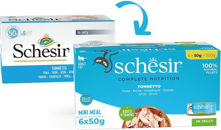 Schesir Cat Complete Nutrition Thunfisch Stückchen in Gelee für erwachsene Katzen 6 x 50 g - 6 x 50 g – Bild 1 von 2