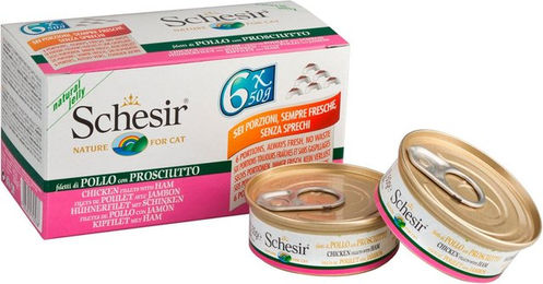 Produktbild von Schesir Cat Light Hühnerfilet mit Schinken für Katzen 6x50g - 6 x 50 g
