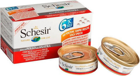 Produktbild von Schesir Cat Natural Katzen Nassfutter Huhn und Ente Multipack 6x50g - 6 x 50 g
