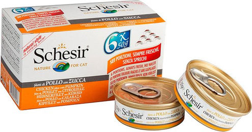 Produktbild von Schesir Cat Natural Light Huhn mit Kürbis Katzen Nassfutter 6x50g - 6 x 50 g