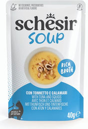 Schesir Cat Soup Katzen-Ergänzungsnassfutter Thunfisch und Tintenfisch für erwachsene Katzen 12 x 40 g - 12 x 40 g – Bild 1 von 4