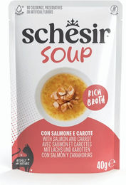 Schesir Cat Soup Lachs und Karotte Ergänzungs-Nassfutter für erwachsene Katzen 12 x 40 g - 12 x 40 g – Bild 1 von 5