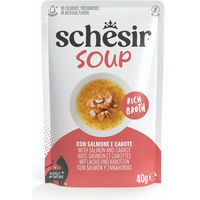 Produktbild von Schesir Cat Soup Lachs und Karotte Ergänzungs-Nassfutter für erwachsene Katzen 12 x 40 g - 12 x 40 g