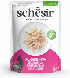 Schesir Complements Katzen Ergänzungsfuttermittel Hühnerfilet mit Schinken in Gelee 6 x 70 g - 6 x 70 g – Bild 1 von 2
