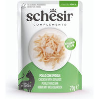Produktbild von Schesir Complements Katzen Nassfutter Huhn mit Wolfsbarsch Stückchen in Gelee Adult 6 x 70 g Beutel glutenfrei - 6 x 70 g