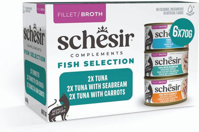 Schesir Complements Katzen Nassfutter Mix 6 x 70 g Thunfisch Filets in Brühe mit hohem Fleischanteil - 6 x 70 g – Bild 1 von 6
