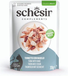 Schesir Complements Katzen Nassfutter Stückchen in Gelee Thunfisch 6 x 70 g ohne Konservierungsstoffe und Farbstoffe - 6 x 70 g – Bild 1 von 6