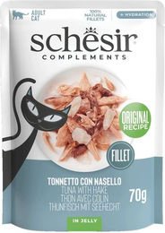 Schesir Complements Katzen Nassfutter Thunfisch mit Seelachs in Gelee für adulte Katzen 70 g – Bild 1 von 1