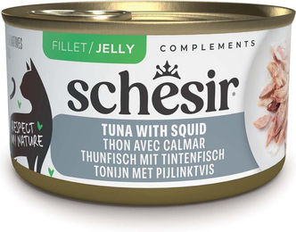 Produktbild von Schesir Complements Katzen Nassfutter Thunfisch mit Tintenfisch in Gelee 12 x 70 g