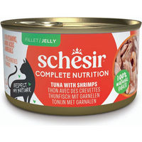 Produktbild von Schesir Complete Nutrition Katzen Nassfutter Filets in Gelee Thunfisch mit Garnelen Glutenfrei 6 x 85 g - 6 x 85 g