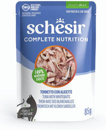 Schesir Complete Nutrition Katzen Nassfutter Thunfisch mit Fisch in Gelee Adult 6 x 85 g Beutel – Bild 1 von 5