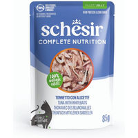Produktbild von Schesir Complete Nutrition Katzen Nassfutter Thunfisch mit Fisch in Gelee Adult 6 x 85 g Beutel